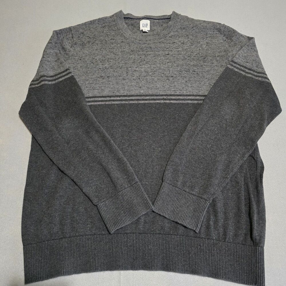 Gap Men's Crewneck Knit Pullover Sweater Charcoal/Gray Long Sleeve Size Large